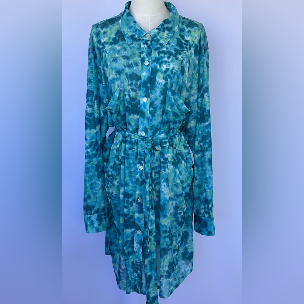 Swimsuits For All Women’s Swim Cover Up Shirtdress Style Tie‎ Die Size 22-24